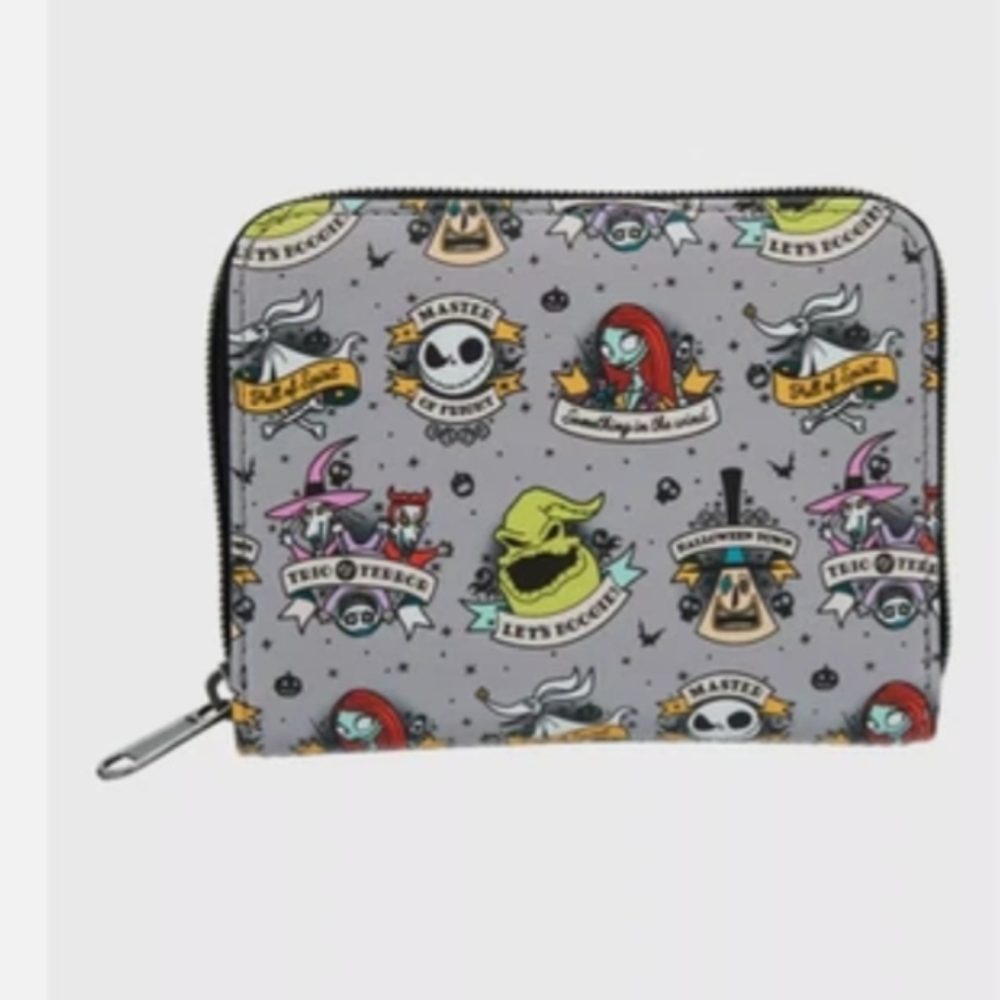 Loungefly The Nightmare Before Christmas Tattoo Art Mini Zip Around Wallet New